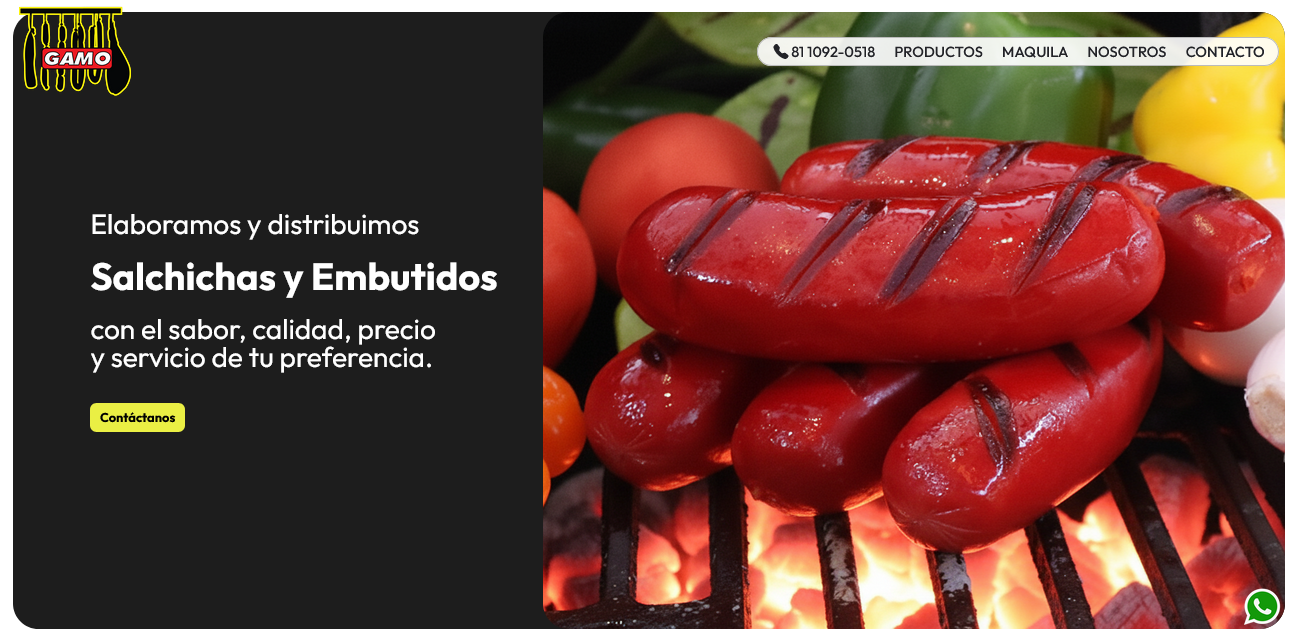 Portada de Sitio Web de Empacadora Gamo. Diseño responsivo y profesional creado por Dynamarca