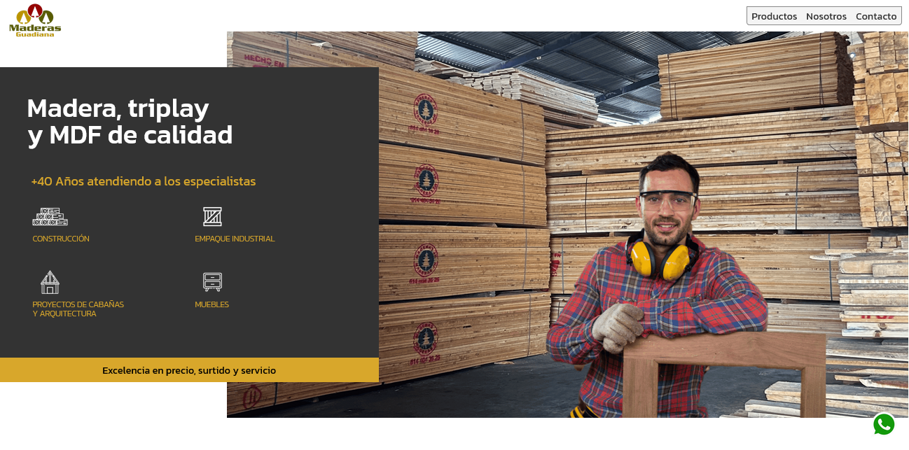 Portada de Sitio Web de Maderas Guadiana creado por Dynamarca