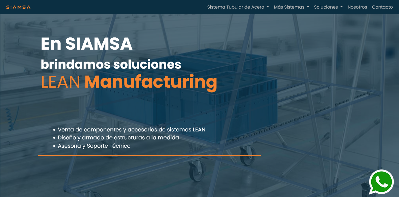 Portada de Sitio Web de SIAMSA. Diseño responsivo y profesional creado por Dynamarca